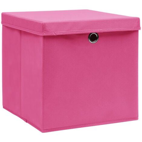 Boîtes de rangement，Coffre de rangement avec couvercles 10 pcs Rose 32x32x32cm Tissu CFW853677