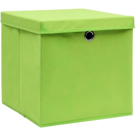 Boîtes de rangement，Coffre de rangement avec couvercles 10 pcs Vert 32x32x32cm Tissu CFW337275