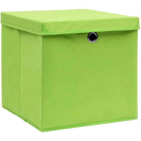 Boîtes de rangement，Coffre de rangement avec couvercles 4 pcs Vert 32x32x32cm Tissu CFW101070