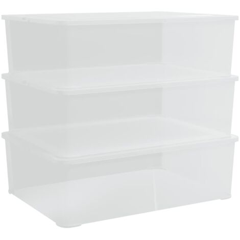 Boîtes de rangement，Coffre de rangement en plastique 3 pcs 25 L empilables CFW776469