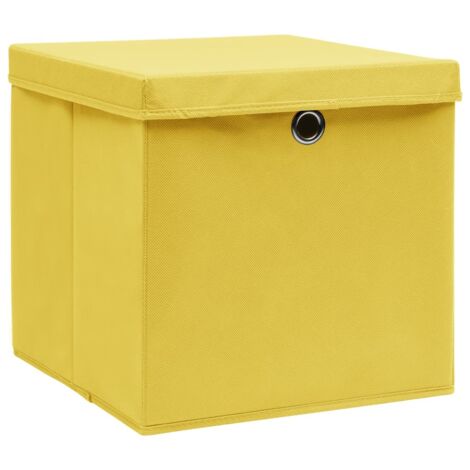 Boîtes de rangement，Coffre de rangement et couvercles 10 pcs Jaune 32x32x32cm Tissu CFW522330