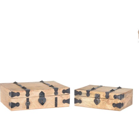 Boîtes décoratives SuitCase, en bois de manguier, 2 pièces