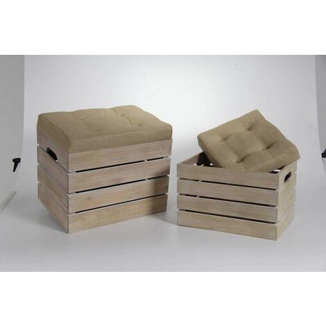 Boîtes en bois de pouf rectangulaire avec siège 2 pcs