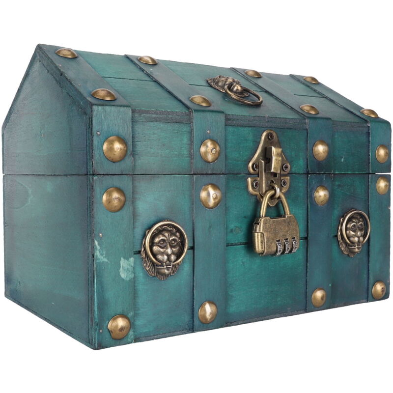 Boîtes en bois vintage avec serrure, boîte de rangement décorative en bois, coffre à bijoux au trésor, grande boîte en bois décorative avec