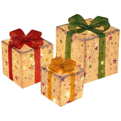 Boîtes lumineuses de Noël à LED, alimentées par piles, pour décoration intérieure et extérieure.