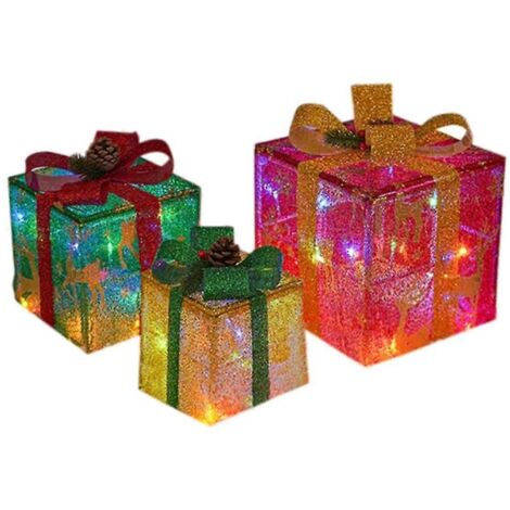 Boîtes lumineuses de Noël à LED, alimentées par piles, pour décoration intérieure et extérieure.