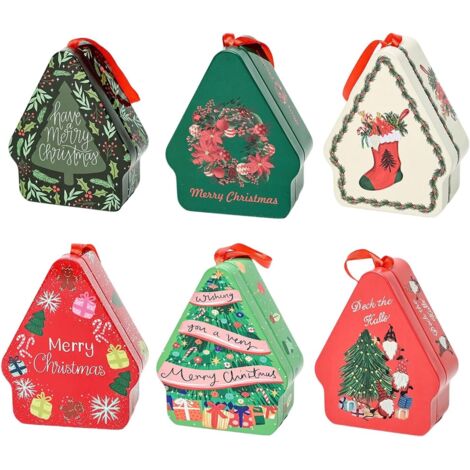 Boîtes Métalliques de Noël avec Couvercles 6 Pièces Coffret De Stockage