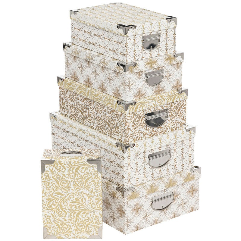 Lot de 6 Boîtes de rangement coins en métal déco Ballet doré - Feeric Christmas