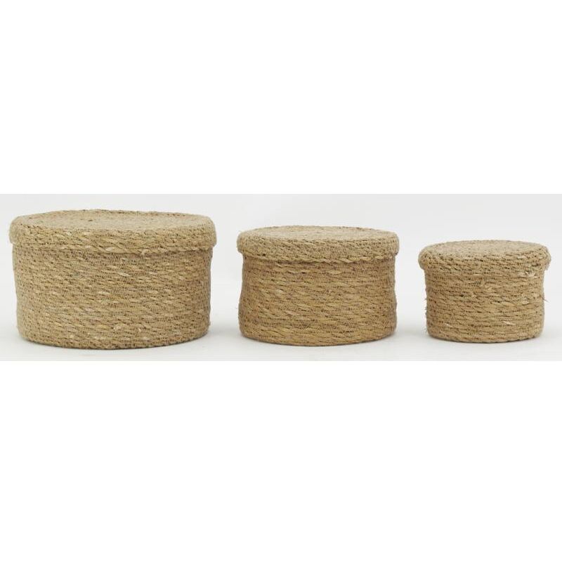 Boites rondes en jonc naturel (Lot de 3)
