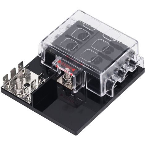 Boîtier à Fusibles 6 Positions Étanche ATC/ATO avec Borne de Masse 12V‑36V pour Véhicule Caravane Bateau