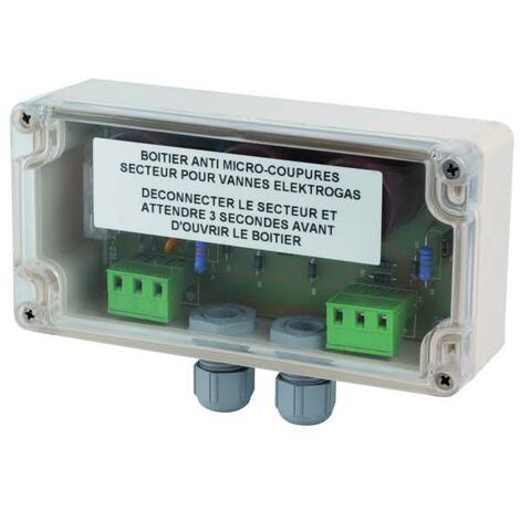 Boîtier anti micro coupure 220V AC 50Hz – Pour électrovannes ELEKTROGAS – Durée de maintien 300ms à 3s – Fusible 1A
