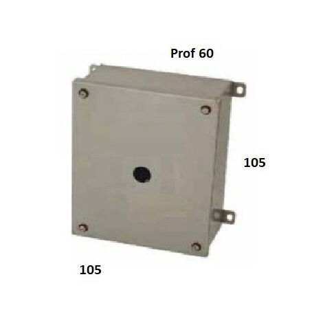 Boitier carré acier inox 105x105x60mm avec 1 perçage Ø 22.5mm sur couvercle pour commande auxilliaire IK10 étanche IP66