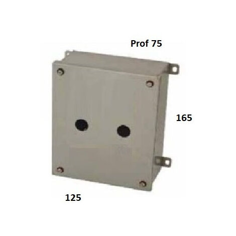 Boitier carré acier inox 165x125x75mm avec 2 perçages Ø 22.5mm sur couvercle pour commande auxilliaire IK10 étanche IP66