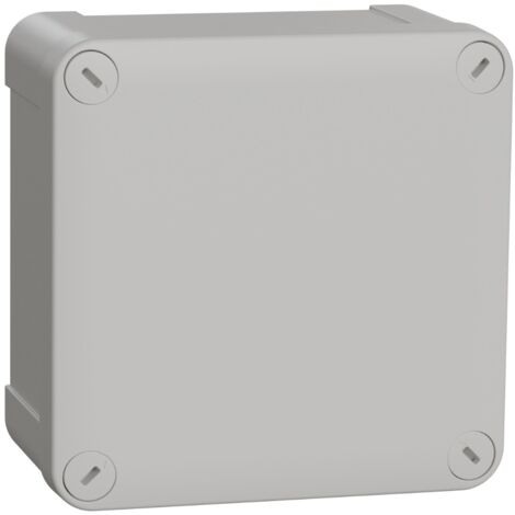 Boîtier carré SCHNEIDER IP55 mesurant 105x105 mm et de conception robuste.