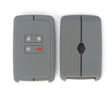 BOED Boitier clé de Voiture Compatible avec Renault Smart Key 4-Bouton (Keyless Go Uniquement) - Coque de Protection Souple en Silicone (gris foncé (ligne noire))