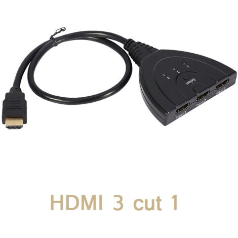Boîtier Commutateur HDMI 3 Ports Noir pour Écrans Multiples avec Auto-Switch et Splitter 1080P