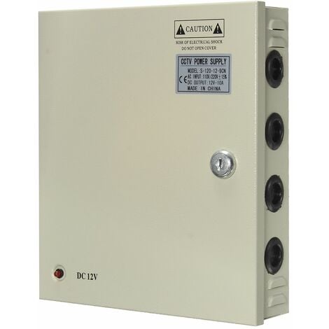 PLANET SHOP Boîtier d'alimentation stabilisée 12V 9 sorties 10A CCTV