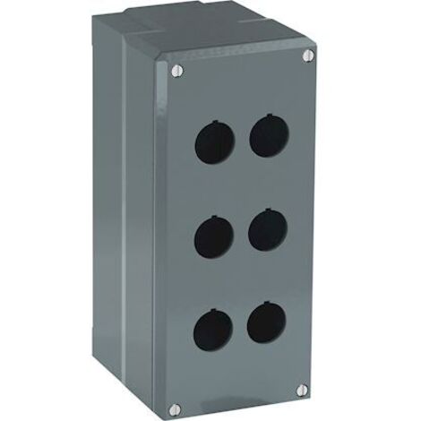 Boîtier de bouton-poussoir ABB Modular Metal, 6 découpes, en Aluminium Gris ( Prix pour 1 )