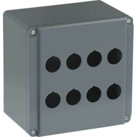 Boîtier de bouton-poussoir ABB Modular Metal, 8 découpes, en Aluminium Gris ( Prix pour 1 )