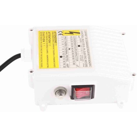 Boîtier de commande avec disjoncteur thermique intégré pour pompes d'aspiration domestiques submersibles de puits profonds, 1,1 kW (1,5 CV), condensateur 60 µF, 25 A, prise UE 220 V.