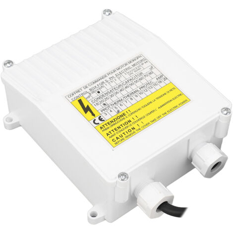 Boîtier de Commande pour Pompe Submersible 370W avec Protection Surchauffe et Interrupteur Externe, Usage Domestique et Industriel, Alimentation 220V UE
