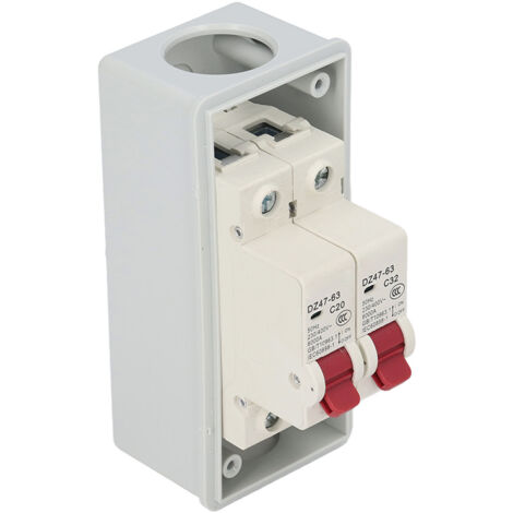 Boîtier de Commutation Étanche IP65 2 Modules avec Disjoncteur Type C 20A-32A pour Usage Extérieur