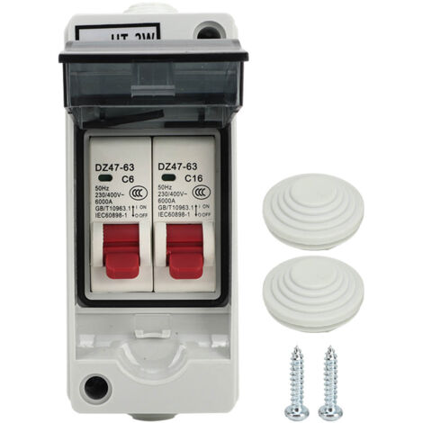 Boîtier de Distribution Étanche Mini 2 Voies avec Disjoncteurs C6 et C16, 230V/400V, pour Extérieur