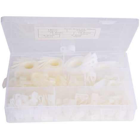 Boîtier de Fixation de Câbles Nylon - Lot de 200 clips R et P Blanc - Adaptateurs de diamètres multiples pour conduits électriques