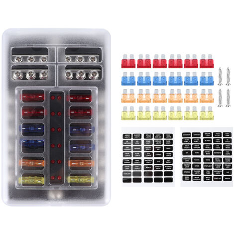 Boîtier de Fusibles 12 Voies Étanche avec LED - Universel pour Auto, Bateau et Camping-Car