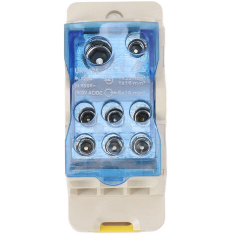 Boîtier de jonction électrique rail DIN 1000V AC/DC 125A avec bornier et connecteur