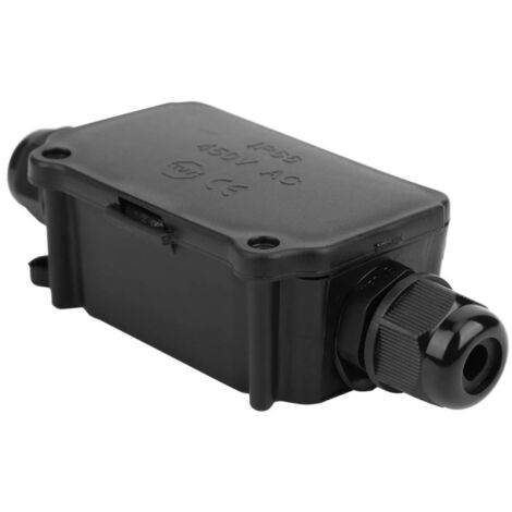 Boîtier de jonction étanche IP66 à 2 voies, noir, anti-poussière, pour câble de distribution.