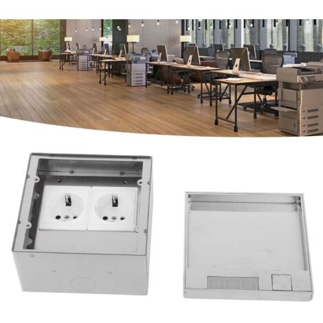 Boîtier de prise de sol encastré 16 A 4000 W, 2 prises, en acier inoxydable et polycarbonate ignifugé, étanche, pour la maison, l'hôtel, l'école ou le bureau.