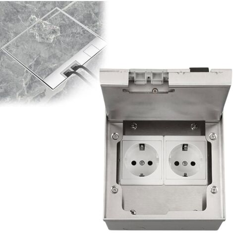 Boîtier de prise de sol encastrée, 16 A AC 250 V 4000 W, en acier inoxydable, étanche, conforme à 2 normes européennes.