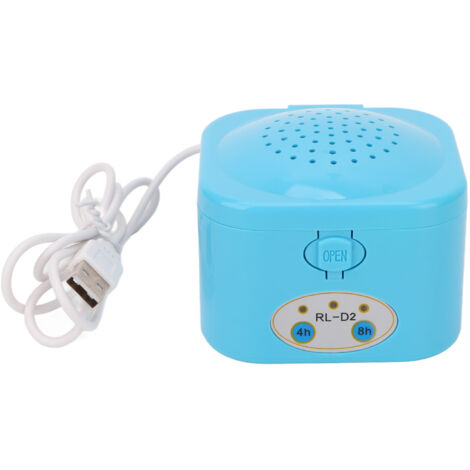 Boîtier de Séchage Électronique pour Appareils Auditifs avec Minuterie USB et Déshumidificateur Automatique Bleu