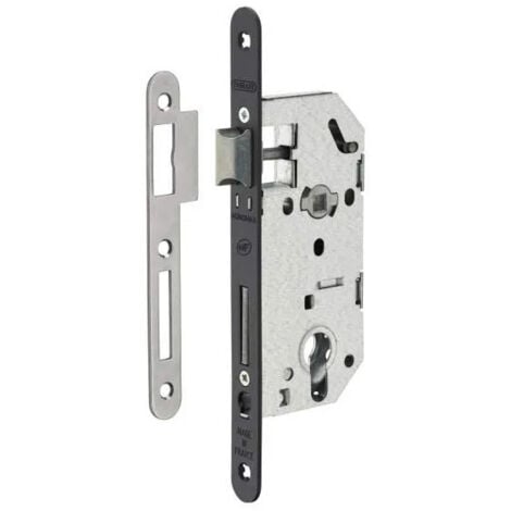 Boitier de serrure à encastrer, axe 40 mm, pour cylindre tétiere noire