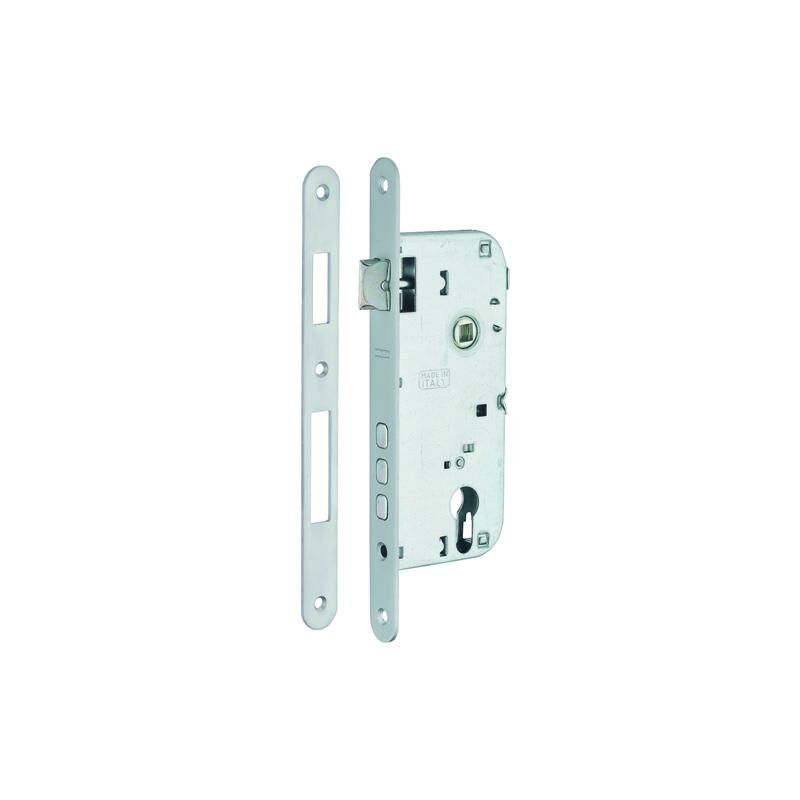 Thirard - Boitier de serrure encastrable à cylindre pour porte d'entrée, axe 50mm, entraxe 85mm, bouts ronds, chrome