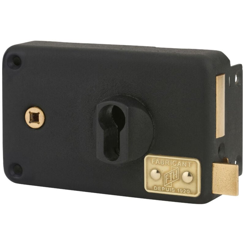 Boitier de serrure horizontale en applique AH70 à fouillot, droite, 140x88mm, axe 55mm, entr'axe 60mm, noir mat