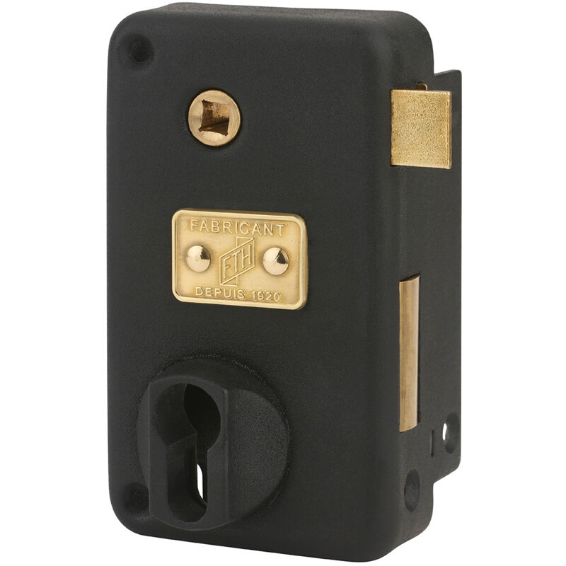 Boitier de serrure verticale en applique AH45 à fouillot, droite, 75x130mm, axe 45mm, entr'axe 70mm, noir mat