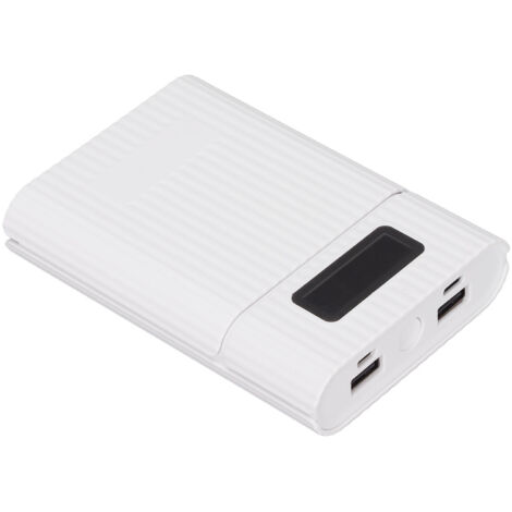 Boîtier de Stockage pour Batteries 4x18650 DIY - Power Bank avec Affichage LED et Entrée Micro USB - Blanc