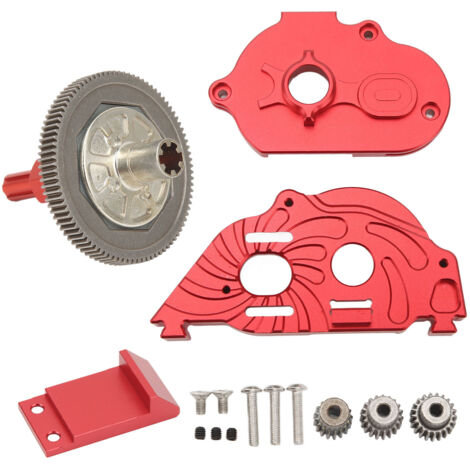 Boîtier de transmission en alliage d'aluminium avec engrenage et pignon pour ARRMA SENTON Granite Typhon 1/10 - Rouge