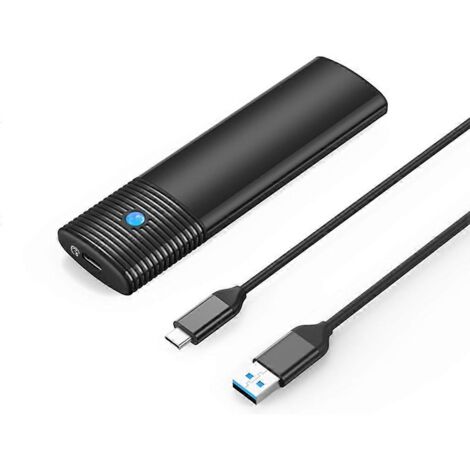 Boîtier disque dur externe USB 3.2 10Gbps M2 NVMe SATA, prise en charge UASP, double protocole 5Gbps, boîtier SSD noir rapide pour PC portable.