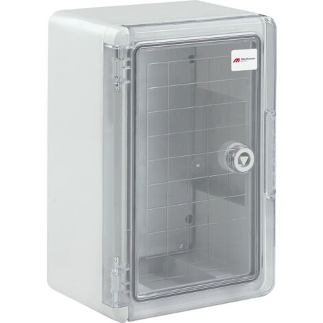 Boîtier électrique ABS étanche vide porte transparente avec plaque de montage galvanisée et système de verrouillage sécurisé - Dimensions : H 30 x L 20 x P 13 cm - Réf. FCT302013TP