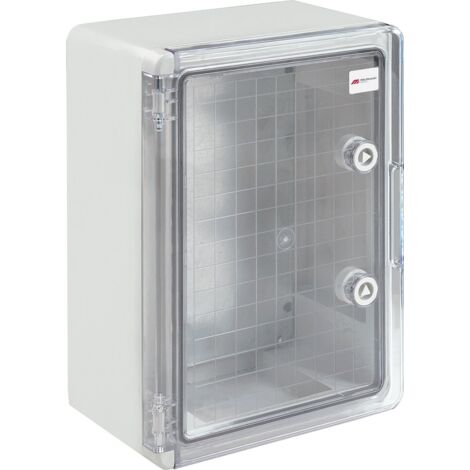 Boîtier électrique ABS étanche vide porte transparente avec plaque de montage galvanisée et système de verrouillage sécurisé - Dimensions : H 40 x L 30 x P 22 cm - Réf. FCT403022TP
