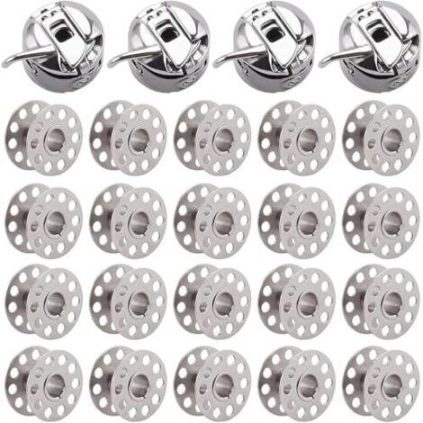 Boîtier en métal pour canettes, 4 pièces, boîtes à canettes pour machine à coudre, 20 pièces de bobines en métal, compatibles avec les machines à coudre domestiques standard Singer, Janome et Brother