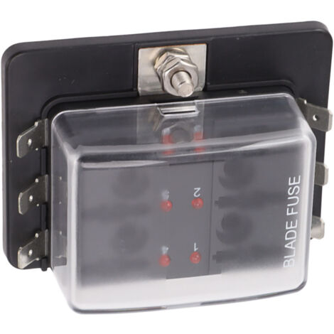 Boîtier étanche 6 voies pour fusibles ATC/ATO avec voyant LED, 12V/24V pour véhicules et bateaux