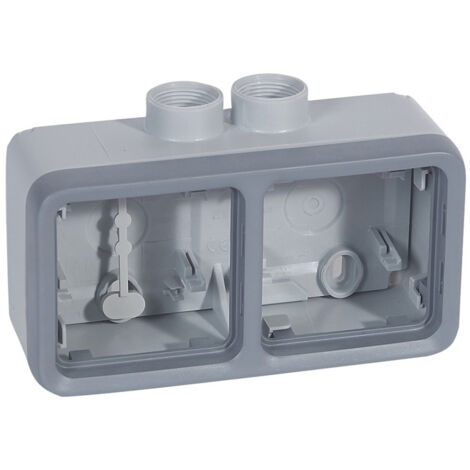 Boîtier étanche à presse-étoupe 2 postes horizontaux PG16 Plexo composable IP55 gris LEGRAND 069674