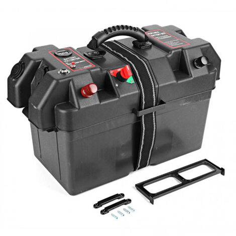 Boîtier/étui à batterie multifonctionnel d'extérieur avec port USB, prise allume-cigare 12V, boîtier à batterie pour voiture et yacht.
