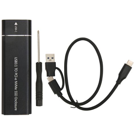 Boîtier Externe M.2 NVMe USB-C 10Gbps pour SSD 2230/2280, 2TB, Noir avec Câble OTG