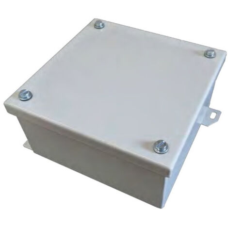 Boitier industriel carré acier zingué 105x105x60mm à pattes soudées avec couvercle jointé à vis IK10 étanche IP55