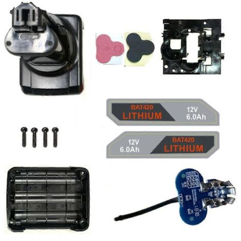 Boîtier plastique pour batterie Li-ion Bat411 avec circuit imprimé de protection de charge pour modèles 10,8 V et 12 V (BAT412A et BAT413A).